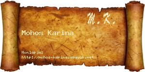 Mohos Karina névjegykártya